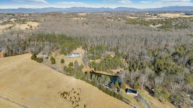 bird's eye view with a mountain view