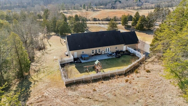 drone / aerial view with a rural view