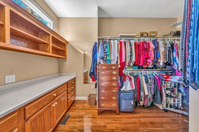 spacious closet with light wood-type flooring
