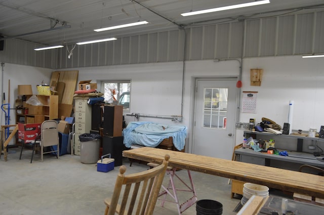 garage featuring metal wall