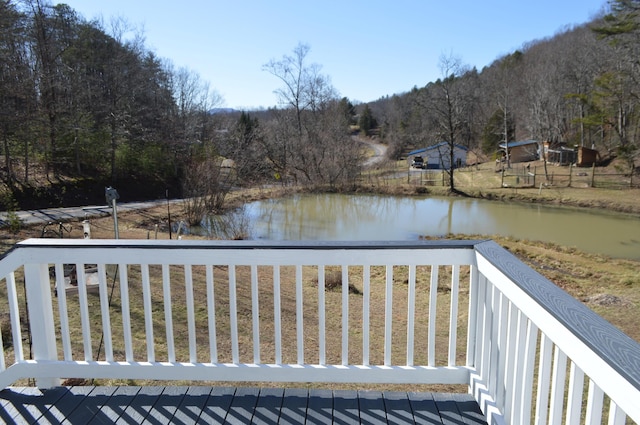 exterior space featuring a water view