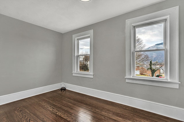 unfurnished room with dark wood-type flooring and a wealth of natural light