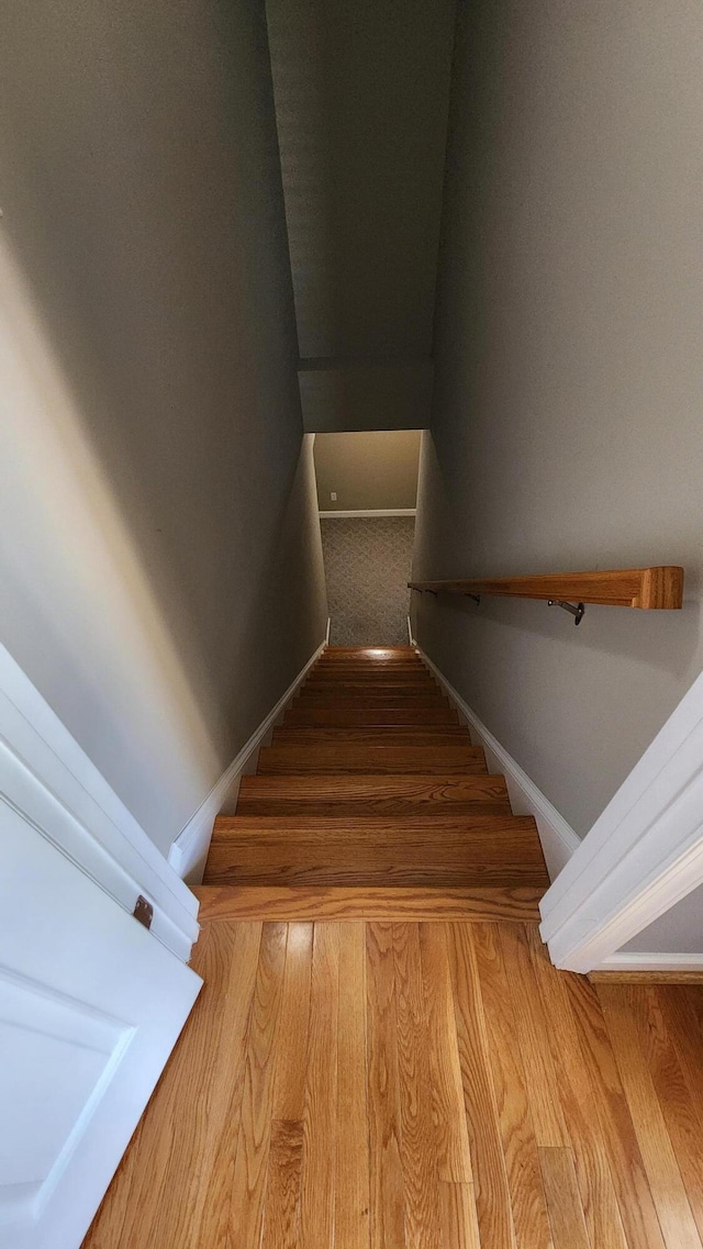 1057 Barrow Hills Dr, Huddleston, VA 24104 - stairway with baseboards and wood finished floors