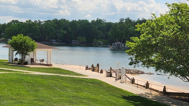 1057 Barrow Hills Dr, Huddleston, VA 24104 - water view with a gazebo and a dock
