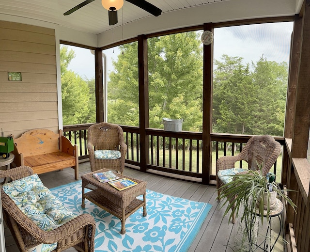 1057 Barrow Hills Dr, Huddleston, VA 24104 - sunroom featuring a ceiling fan