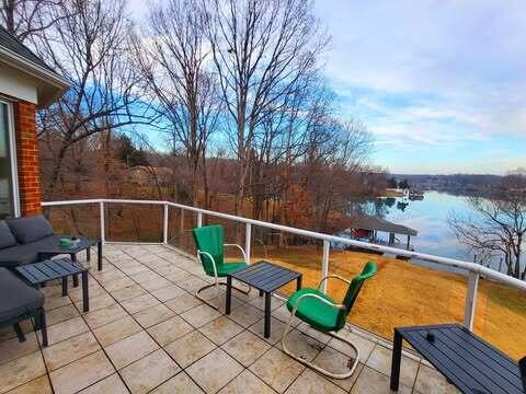 view of patio / terrace with a water view