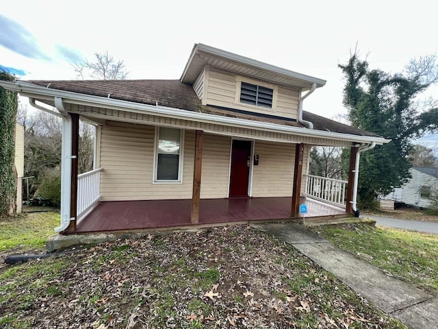 view of front facade featuring covered porch