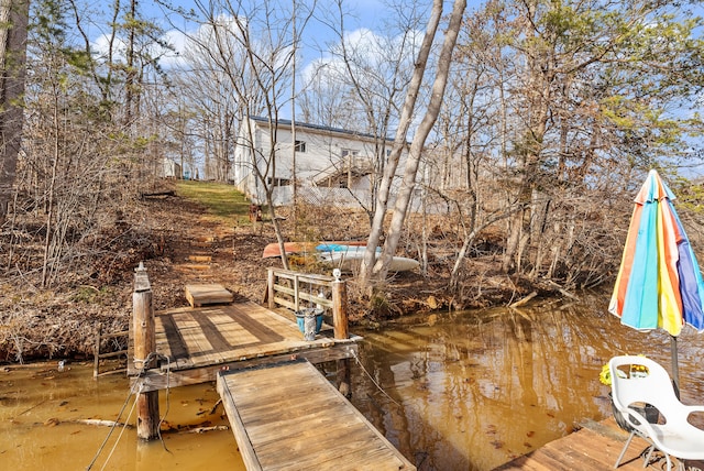 view of dock featuring a water view