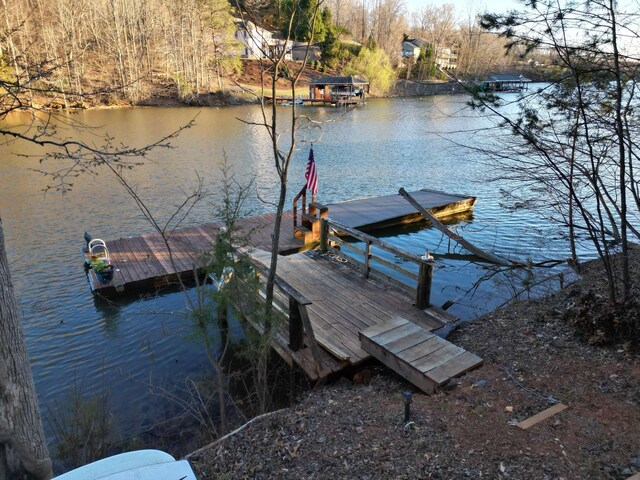 dock area with a water view