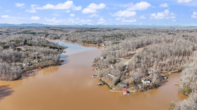 aerial view with a water and mountain view