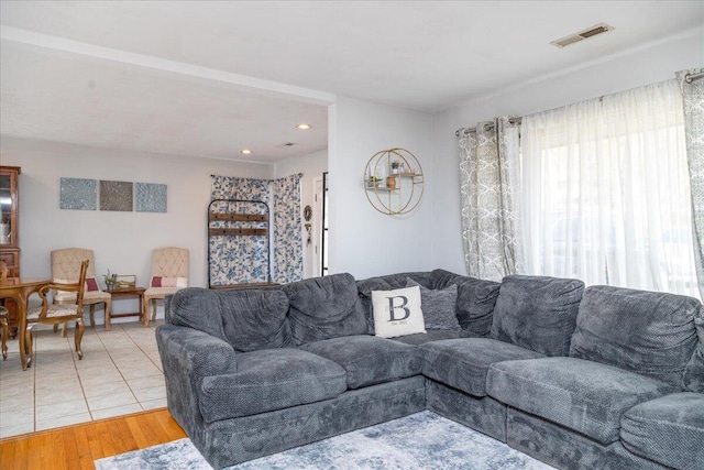 view of tiled living room