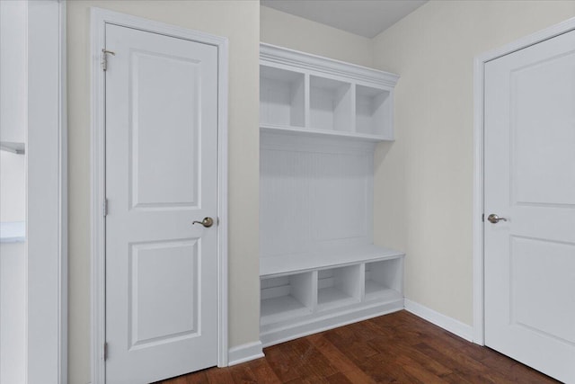 mudroom featuring dark hardwood / wood-style flooring