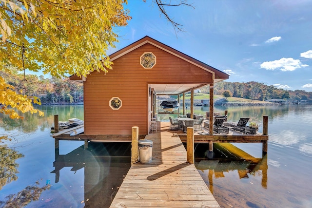 view of dock featuring a water view