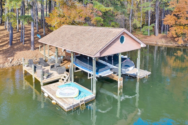 view of dock featuring a water view