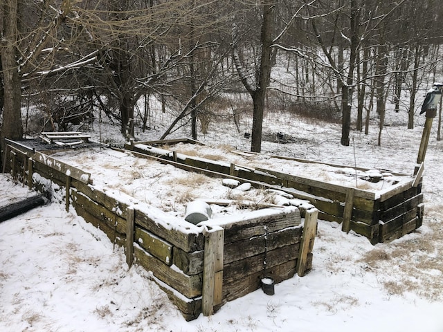 view of yard covered in snow