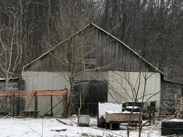 view of snow covered exterior