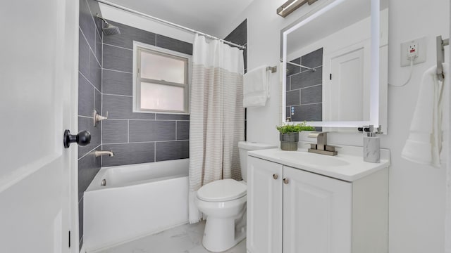 full bathroom with vanity, toilet, and shower / bath combo