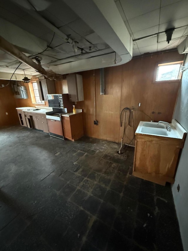45 Hillcrest Dr, Rocky Mount, VA 24151 - basement with wooden walls and a sink