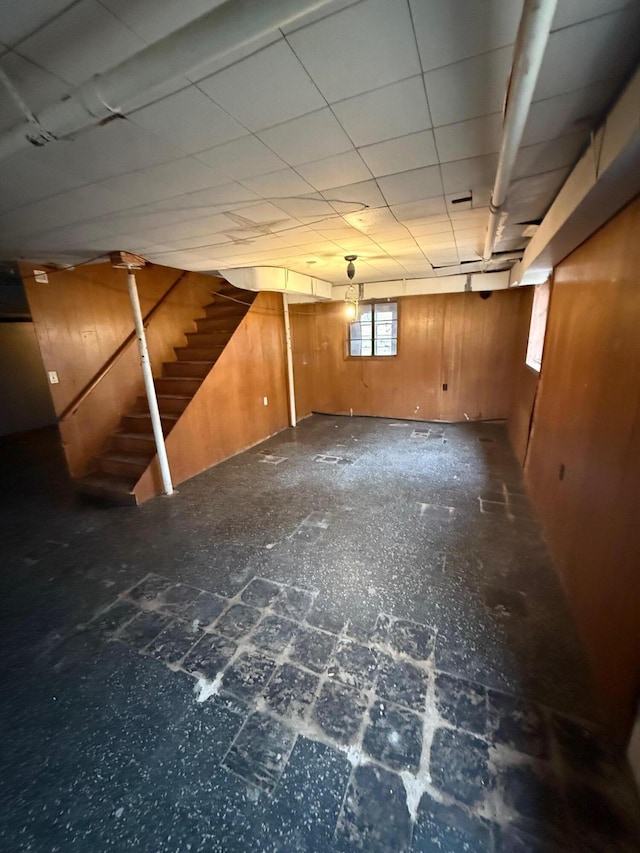 45 Hillcrest Dr, Rocky Mount, VA 24151 - below grade area featuring wooden walls and stairway