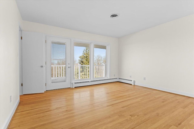 1909 Pelham Dr, Roanoke, VA 24018 - unfurnished room with visible vents, light wood-style flooring, baseboards, and baseboard heating
