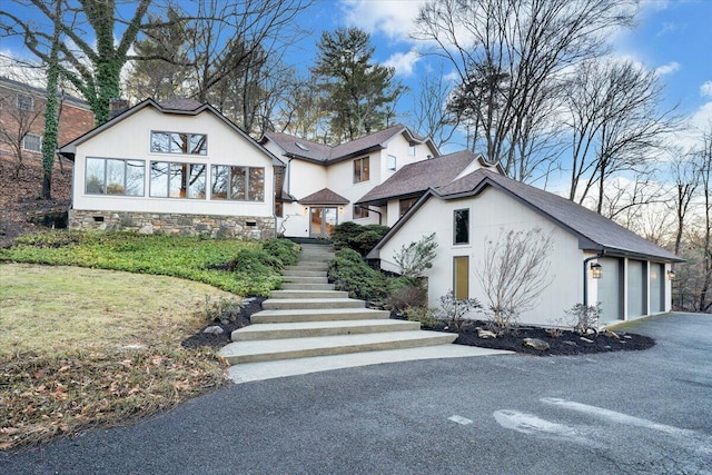 3615 Dogwood Ln SW, Roanoke, VA 24015 - view of front of property with stairway, a detached garage, and a shingled roof