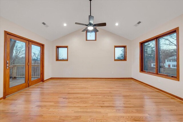 3615 Dogwood Ln SW, Roanoke, VA 24015 - spare room featuring baseboards, healthy amount of natural light, vaulted ceiling, light wood-type flooring, and recessed lighting