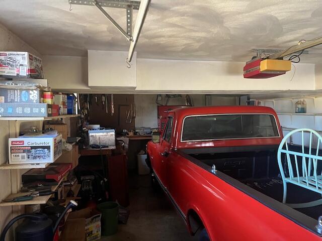 garage with a garage door opener