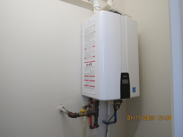 interior details featuring tankless water heater