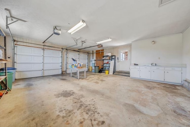 garage with a garage door opener