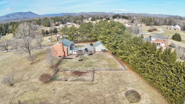 aerial view with a mountain view