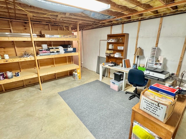 interior space featuring unfinished concrete flooring