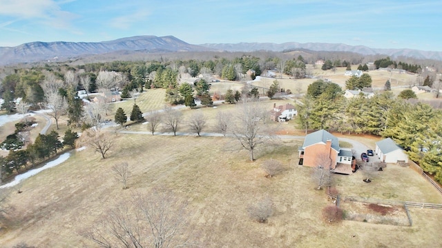 bird's eye view with a mountain view