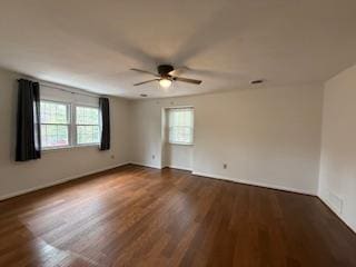 4937 Greenlee Rd SW, Roanoke, VA 24018 - spare room featuring ceiling fan, wood finished floors, and baseboards
