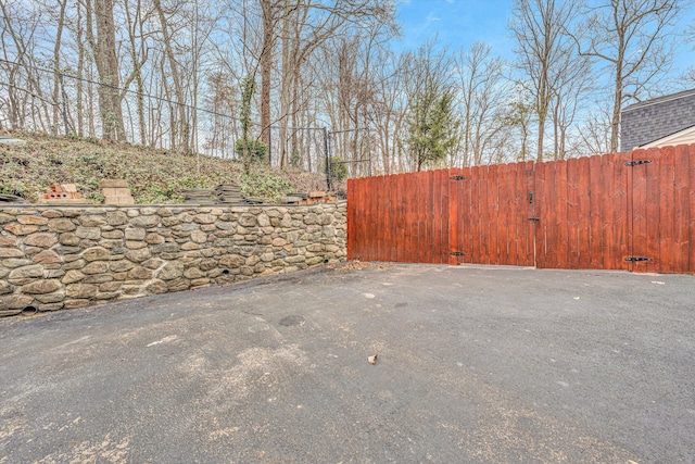 view of yard with a gate and fence