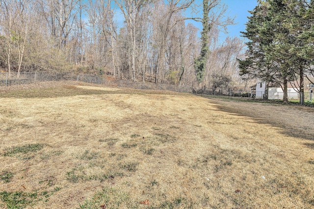 view of yard featuring fence