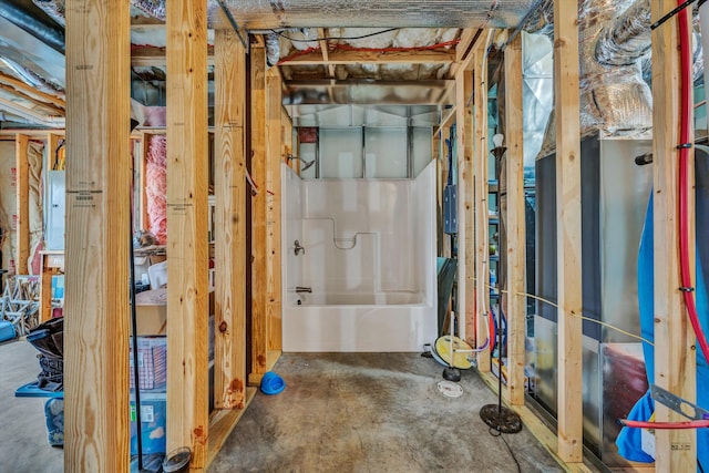 view of unfinished basement