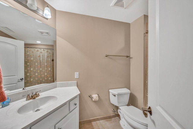 full bath with vanity, visible vents, and tile patterned floors