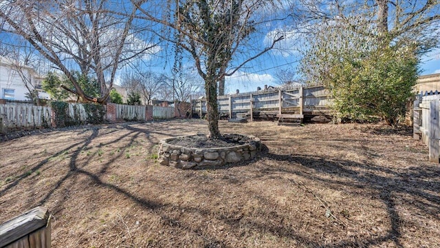 view of yard featuring a fenced backyard