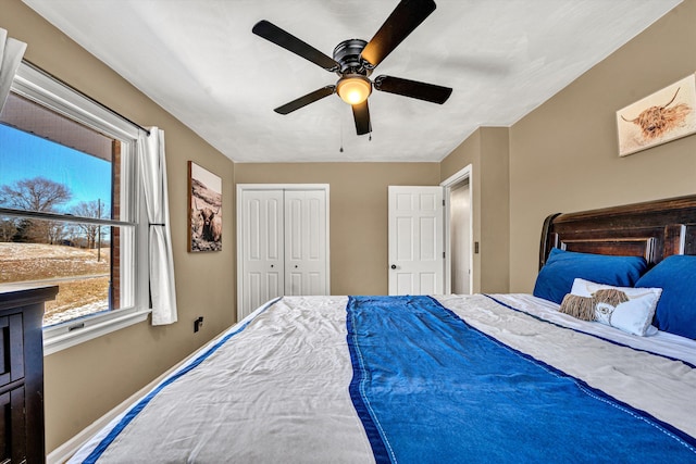 5359 Booker T Washington Hwy, Rocky Mount, VA 24151 - bedroom featuring baseboards, a ceiling fan, and a closet