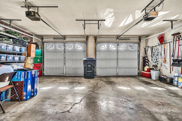 garage with a garage door opener