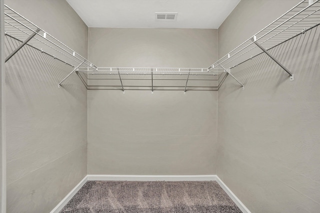 walk in closet featuring carpet floors and visible vents