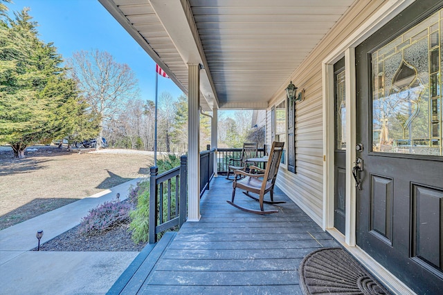 deck featuring a porch