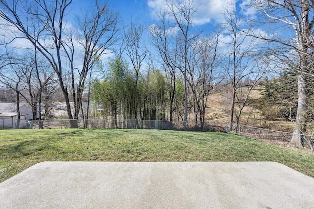 view of yard with fence and a patio area