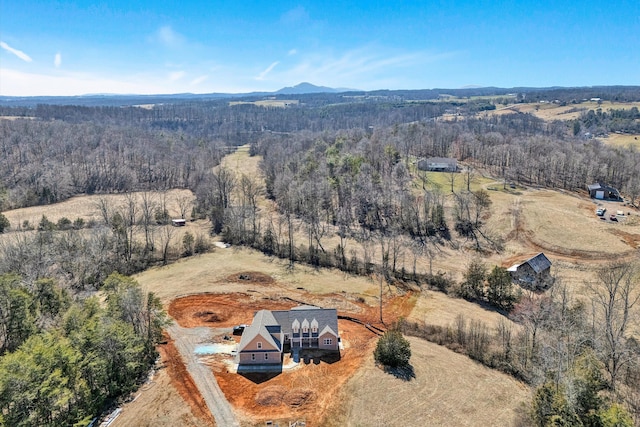 aerial view with a forest view