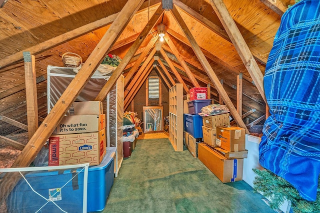 view of unfinished attic