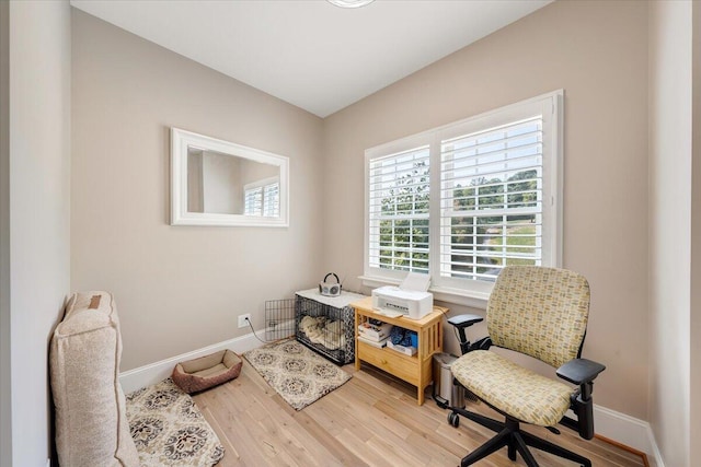 sitting room featuring baseboards and wood finished floors