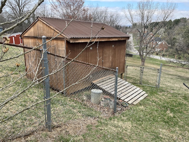 23 Upland Dr, Salem, VA 24153 - view of side of property featuring metal roof, an outdoor structure, and a gate