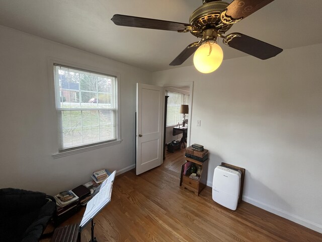 23 Upland Dr, Salem, VA 24153 - home office with a ceiling fan, baseboards, and wood finished floors