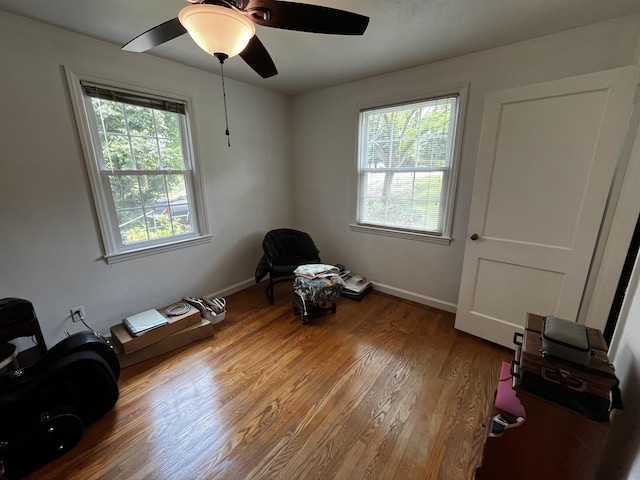 23 Upland Dr, Salem, VA 24153 - unfurnished room featuring a ceiling fan, wood finished floors, and baseboards