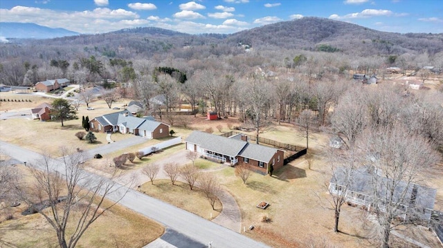 bird's eye view featuring a mountain view